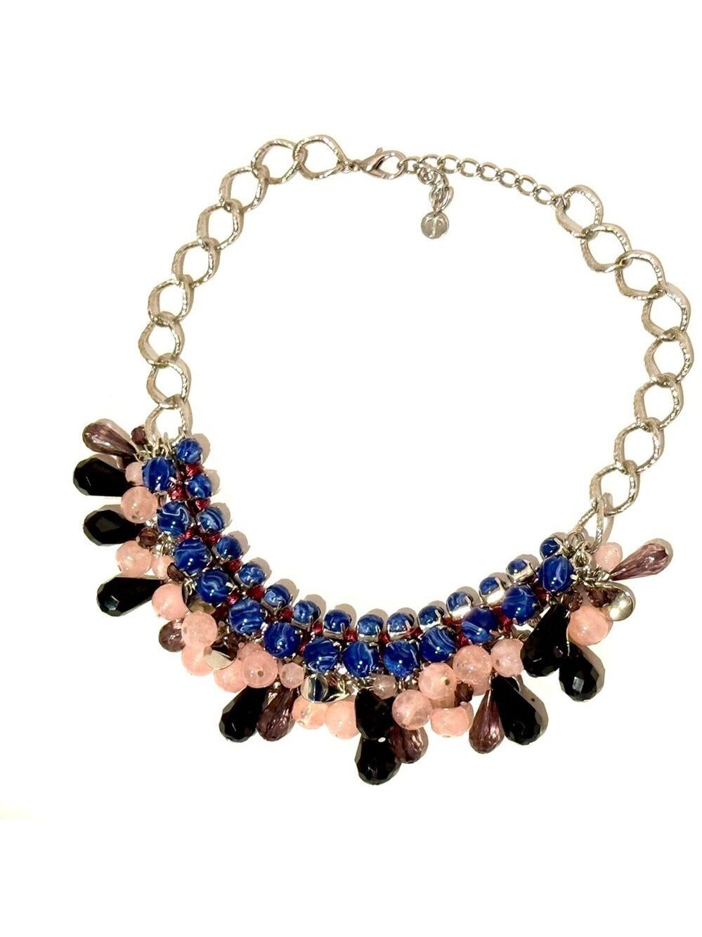 SWEET TREAT | TALBOTS Pink & Blue Bauble Beaded Statement Necklace | NWOT - Picture 3 of 7